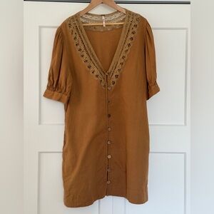 free people dress deep v crochet neckline